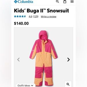 Columbia Buga Suit II Kids Girls Snow Suit